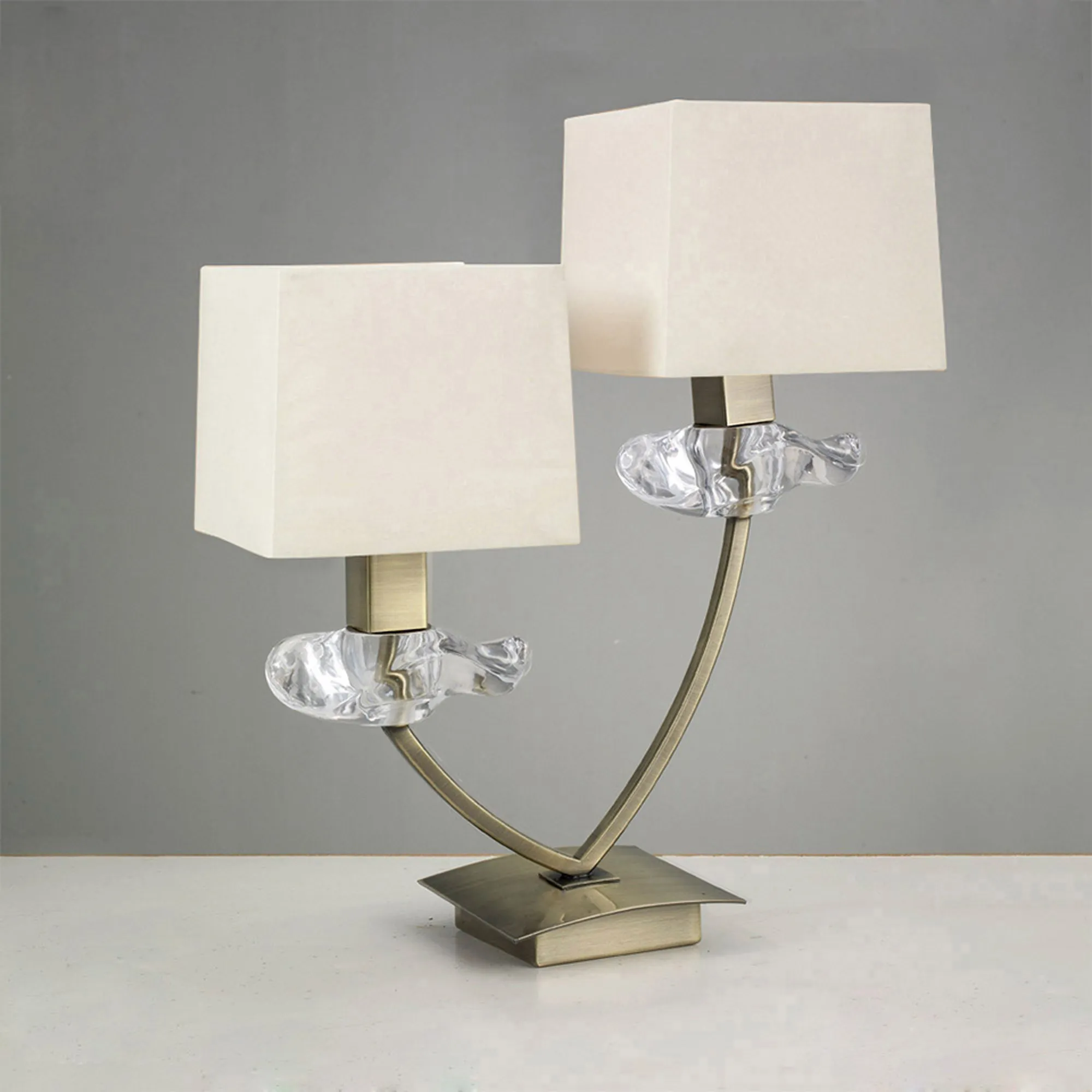 Akira Antique Brass-Cream Table Lamps Mantra Shaded Table Lamps